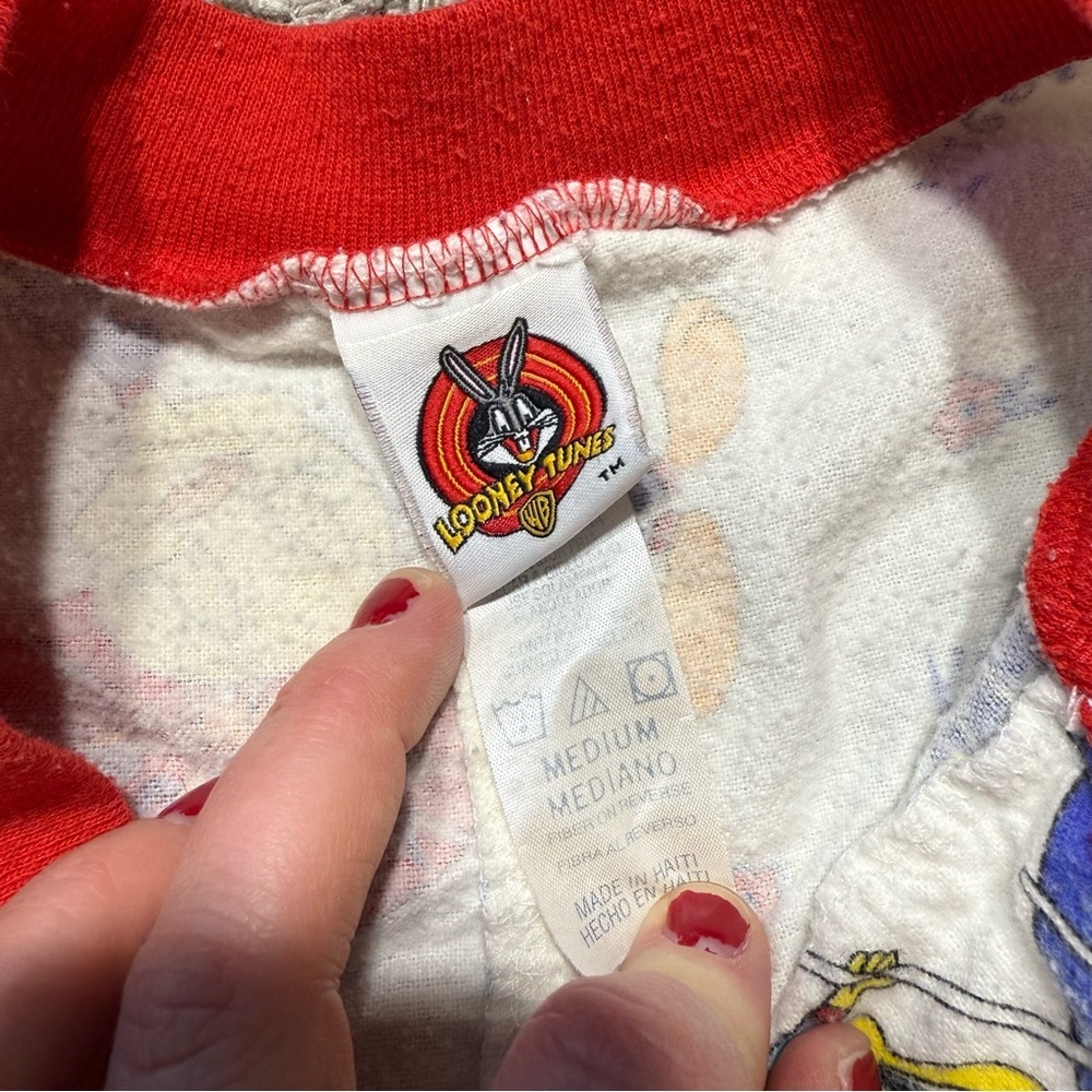 Vintage tweety bird pajama set women medium 90s bold fleece - Picture 3 of 10